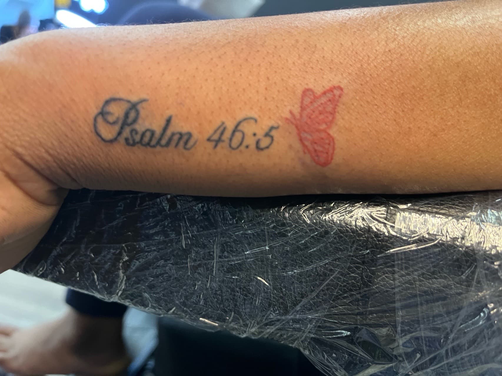 Lettering + Script psalm tattoo on Forearm by prodaJ on TattMe