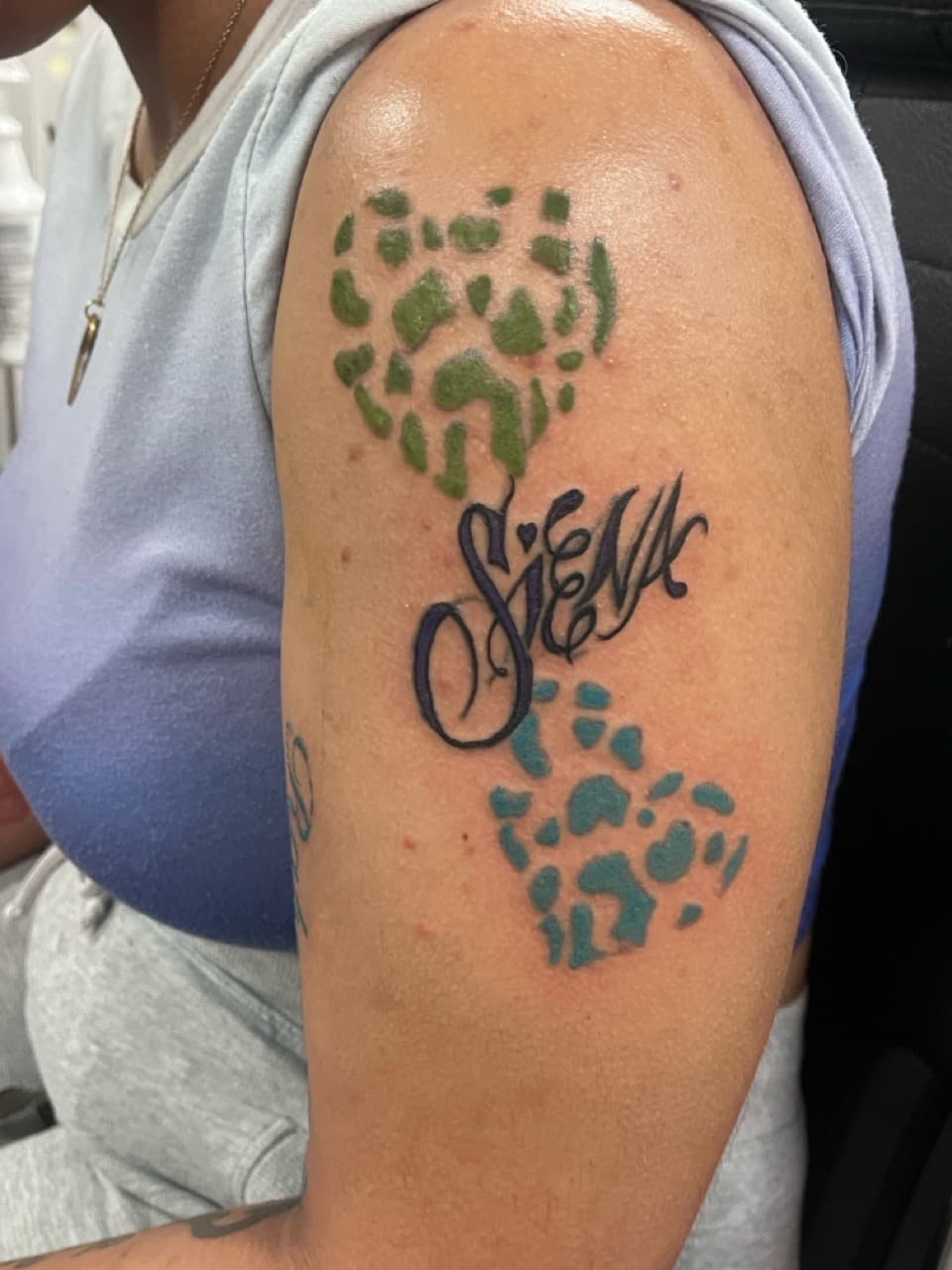 Script + Lettering name tattoo on Upper Arm by prodaJ on TattMe