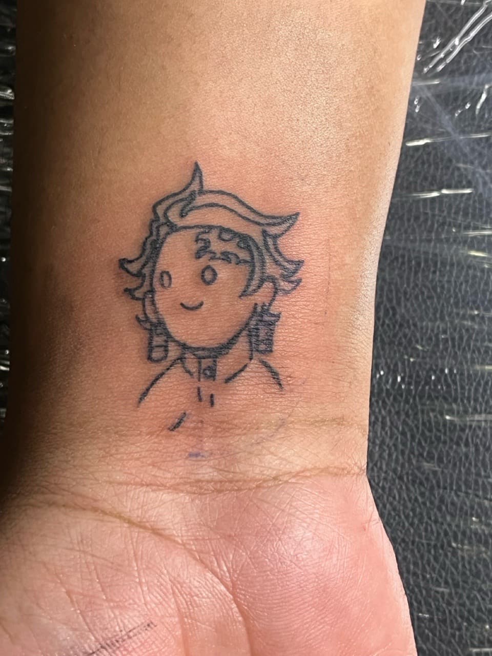 Anime + Line-work tanjiro tattoo on Wrist by prodaJ on TattMe
