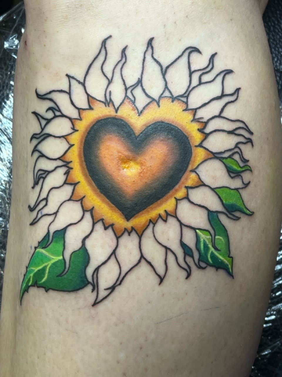 Floral + Color heart tattoo on Thigh by prodaJ on TattMe