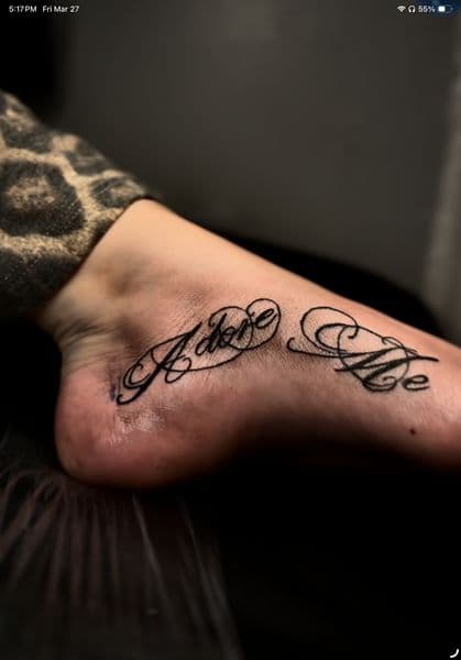 Lettering + Script lettering tattoo on Foot by yeahdatscjink on TattMe
