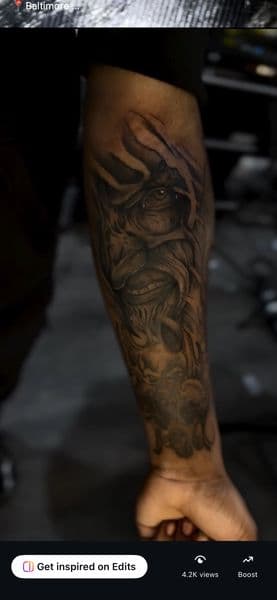 Black & Grey + Illustrative demon tattoo on Forearm by yeahdatscjink on TattMe