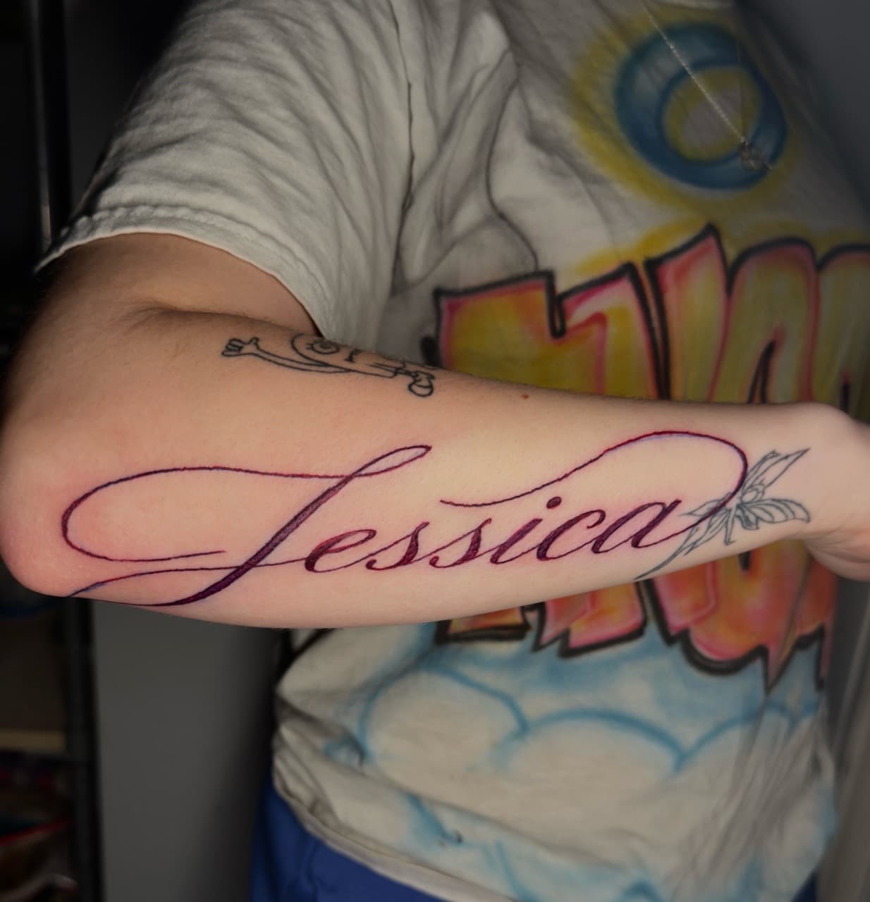 Lettering + Script jessica tattoo on Forearm by yeahdatscjink on TattMe
