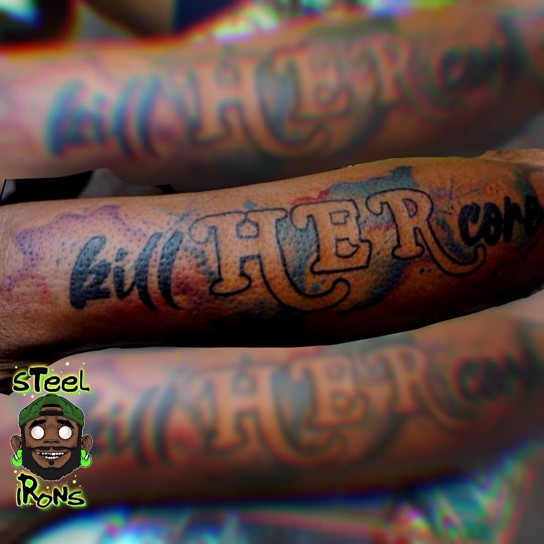 Lettering + Script words tattoo on Forearm by Steelirons on TattMe