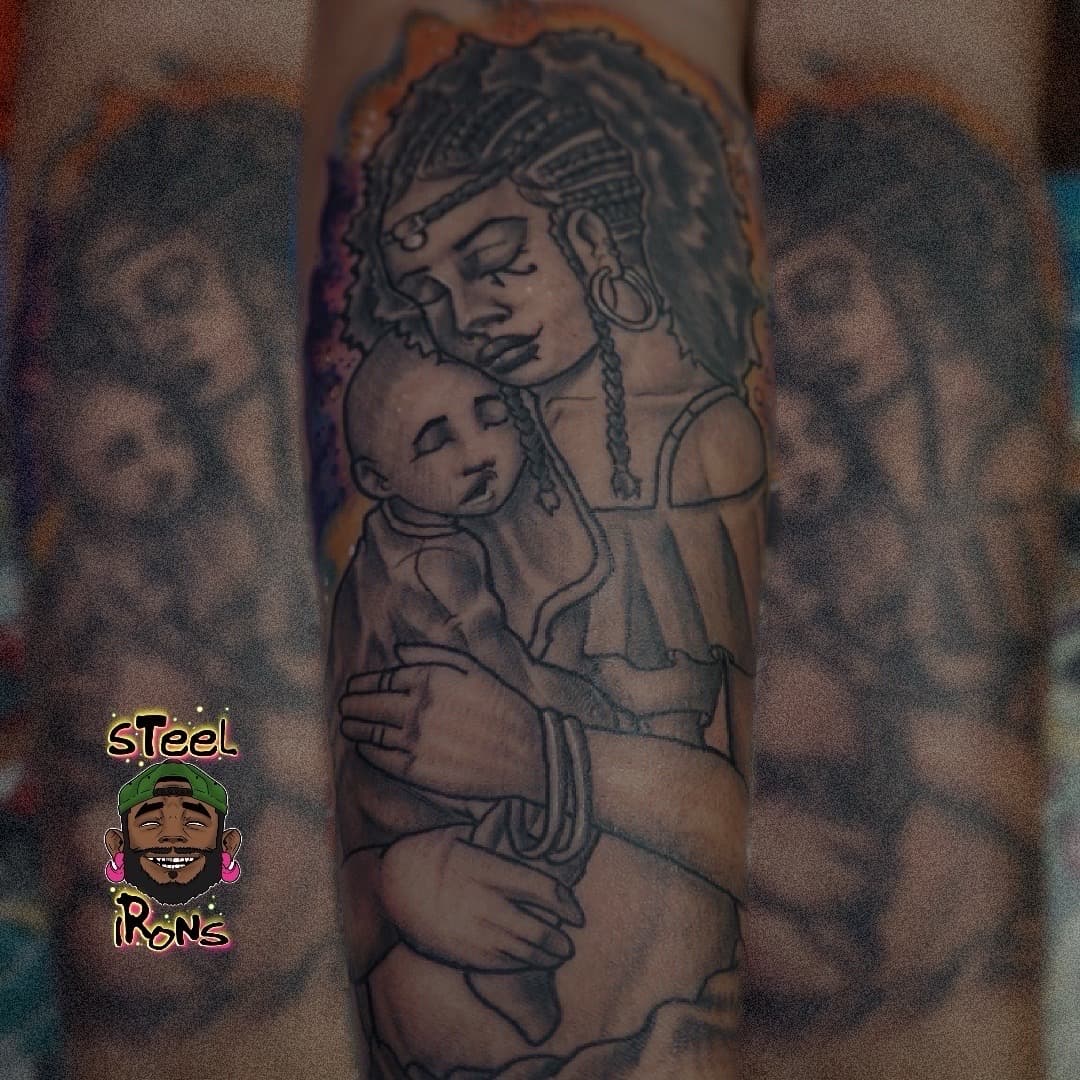 Black & Grey + Illustrative woman tattoo on Upper Arm by Steelirons on TattMe