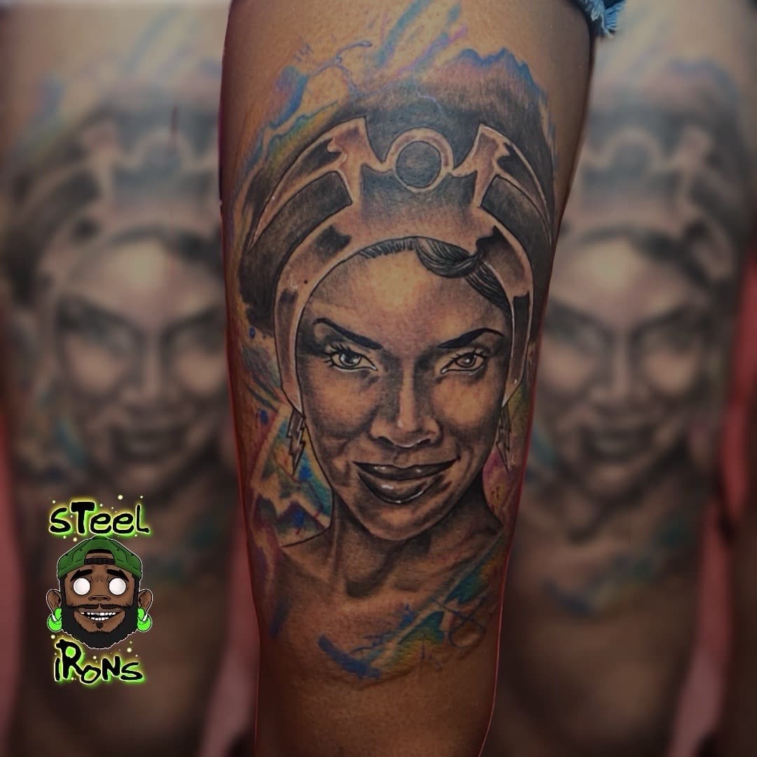 Realism + Black & Grey woman tattoo on Thigh by Steelirons on TattMe