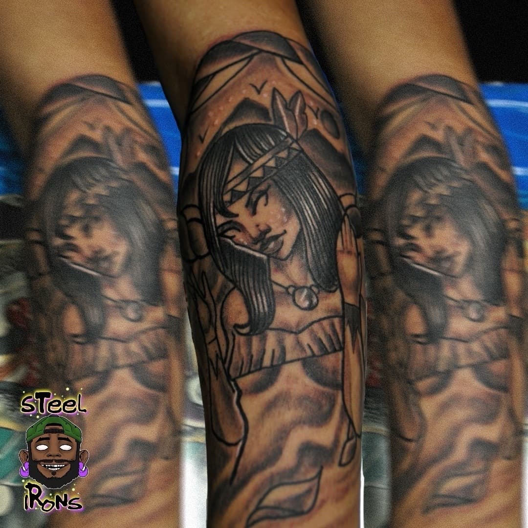 Neo-Traditional + Black & Grey woman tattoo on Forearm by Steelirons on TattMe