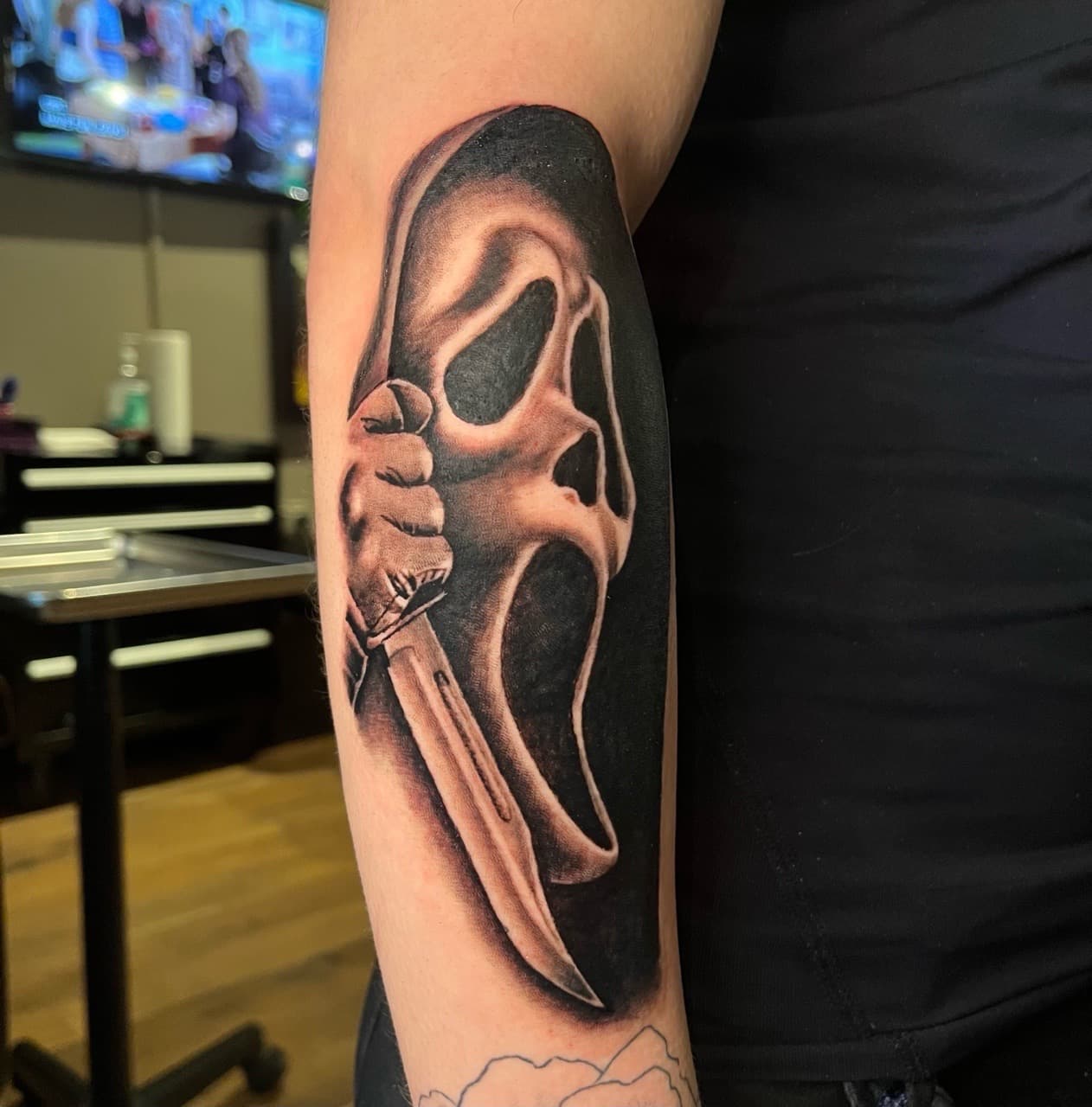 Black & Grey + Realism ghostface tattoo on Forearm by Noticeink on TattMe
