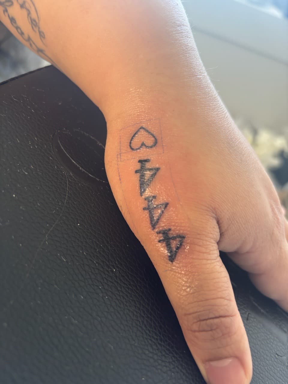 Fine Line + Black-work heart tattoo on Hand by Skull_Brothers_Ink on TattMe