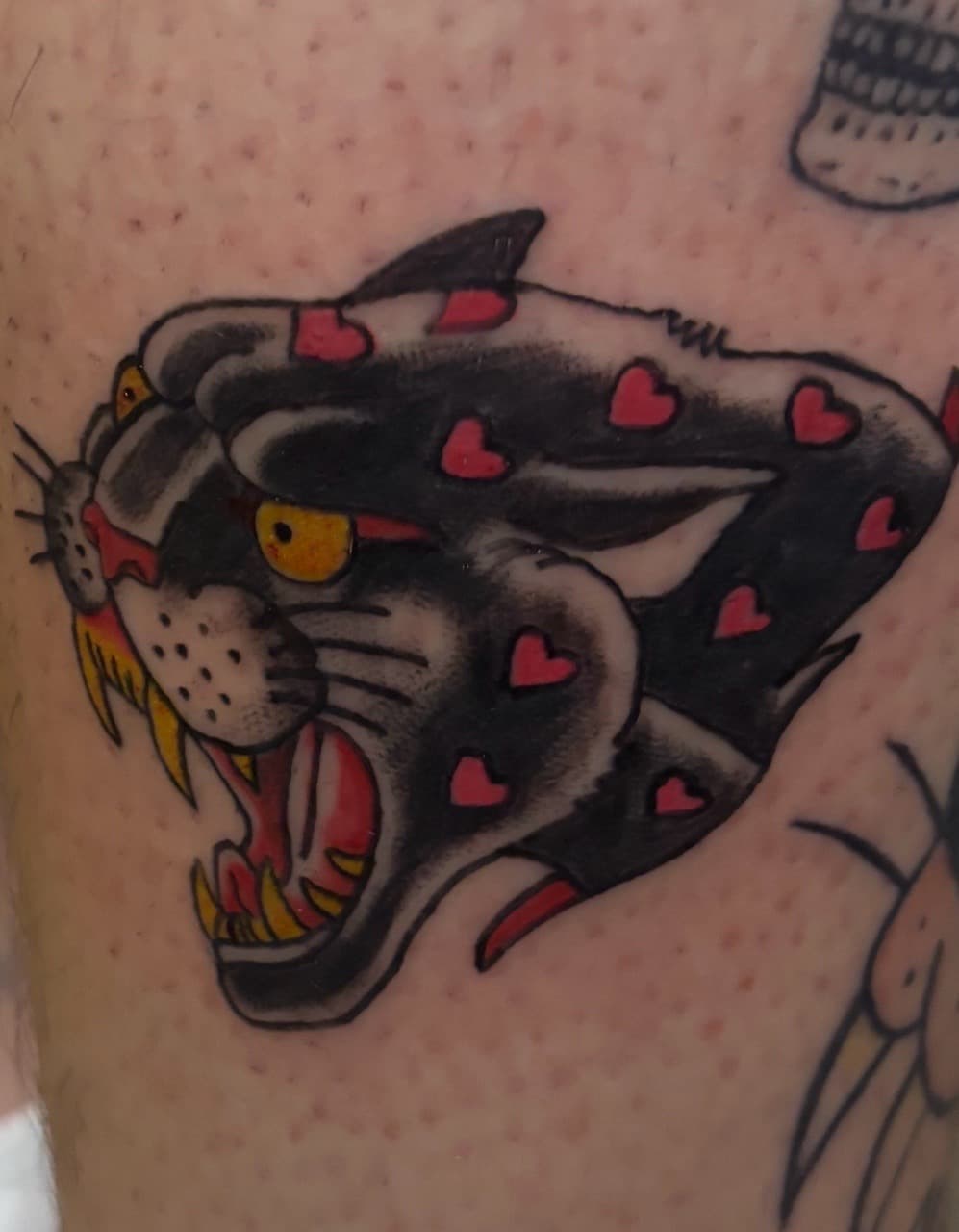 Traditional + American Traditional panther tattoo on Forearm by Skull_Brothers_Ink on TattMe