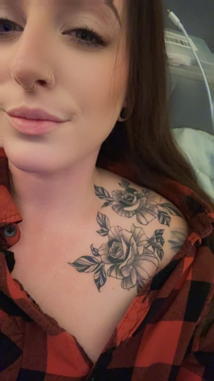 Black & Grey + Floral roses tattoo on Chest by Skull_Brothers_Ink on TattMe