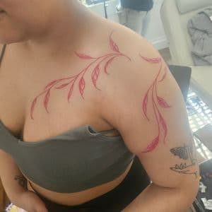 Fine Line + Floral vine tattoo on Shoulder by Skull_Brothers_Ink on TattMe