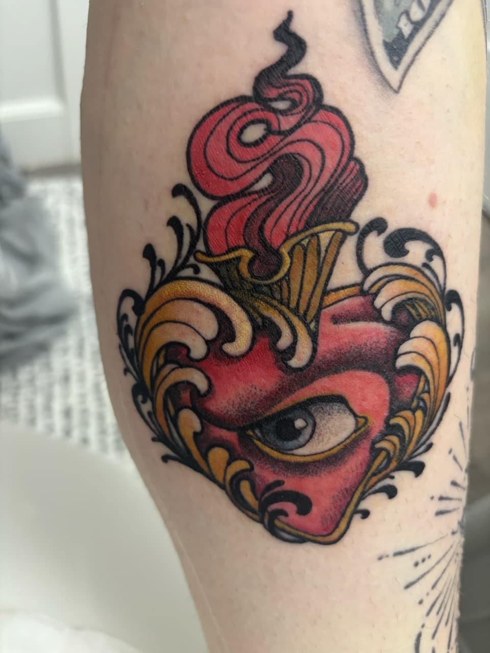 Traditional + American Traditional heart tattoo on Forearm by Skull_Brothers_Ink on TattMe
