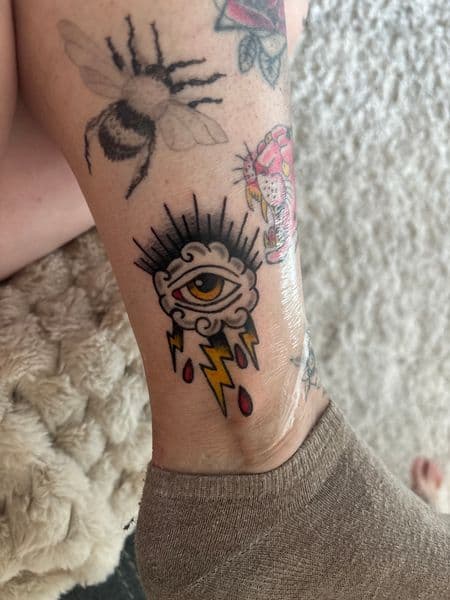 Traditional + Color eye tattoo on Ankle by Skull_Brothers_Ink on TattMe