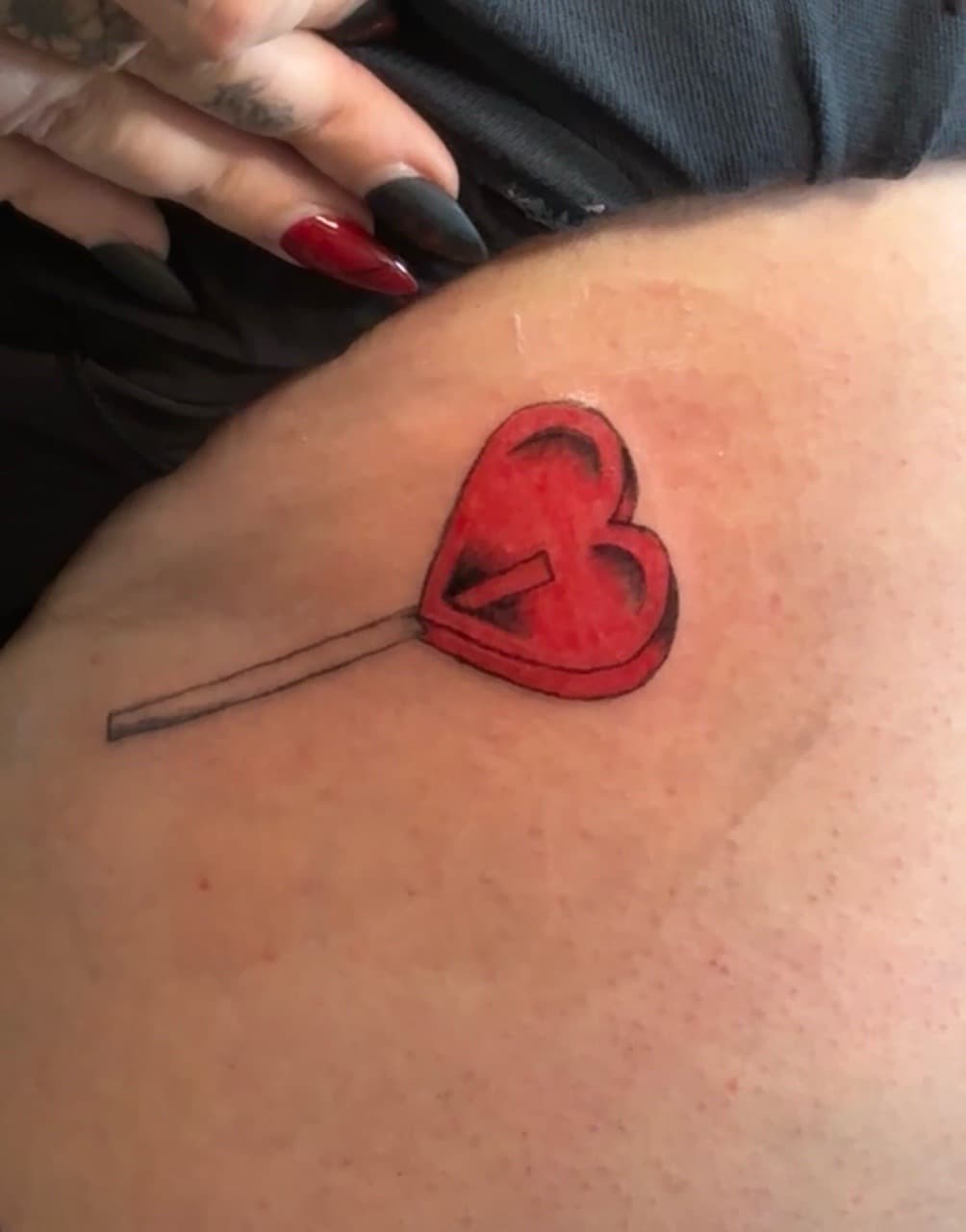 Traditional + Color heart tattoo on Thigh by Skull_Brothers_Ink on TattMe