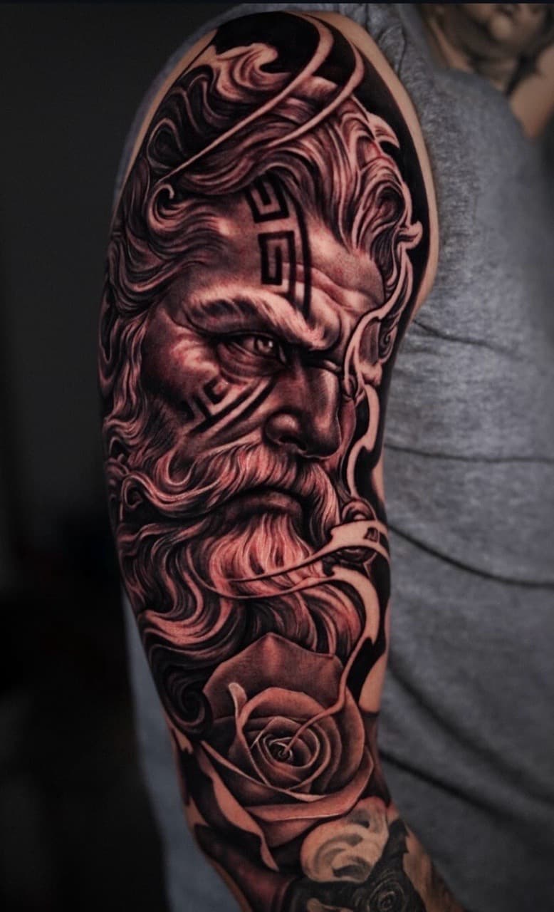 Realism + Black & Grey man tattoo on Half Sleeve by Handrosart on TattMe