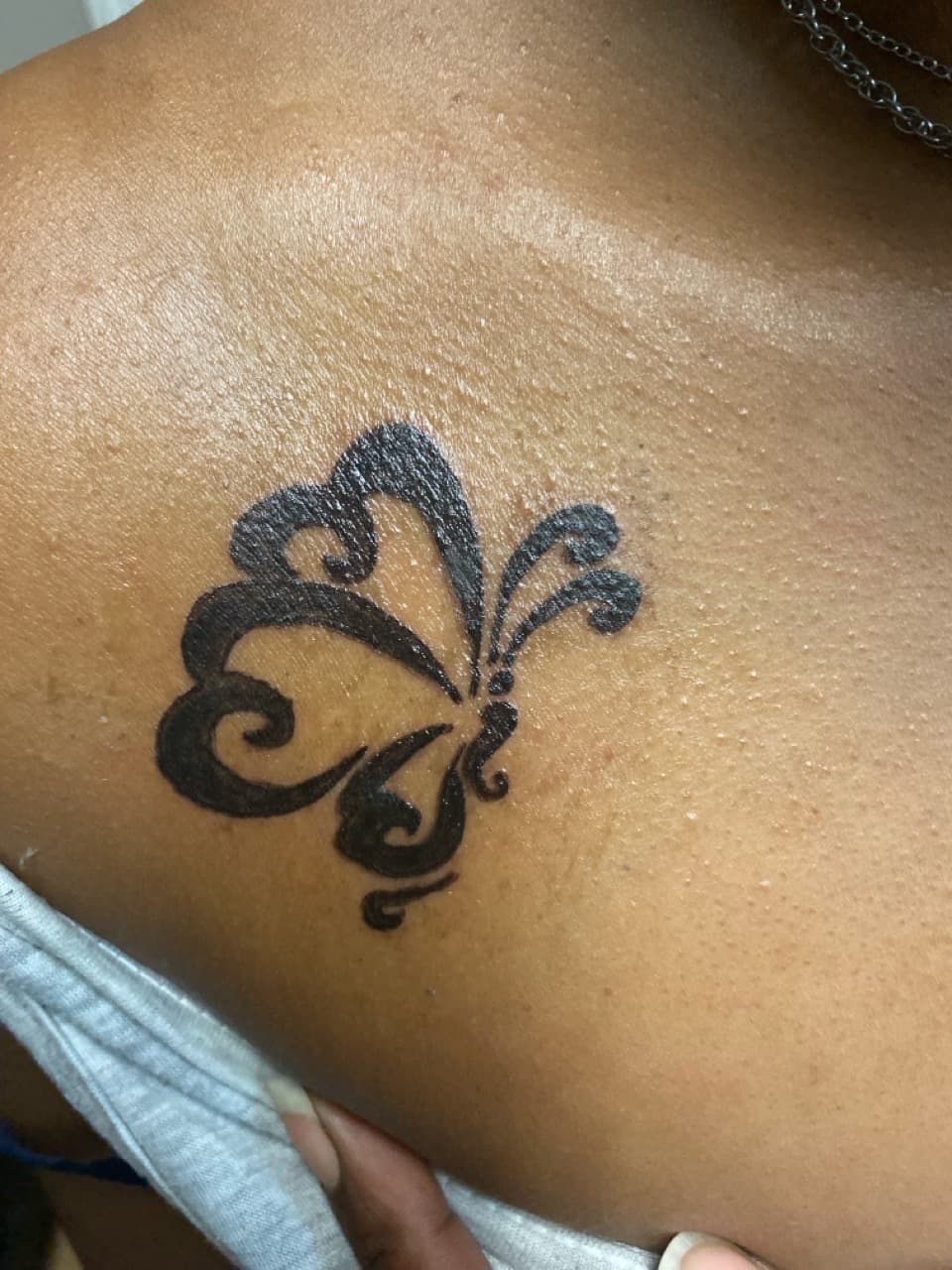 Black-work + Illustrative butterfly tattoo on Shoulder Blade by SnapInk on TattMe
