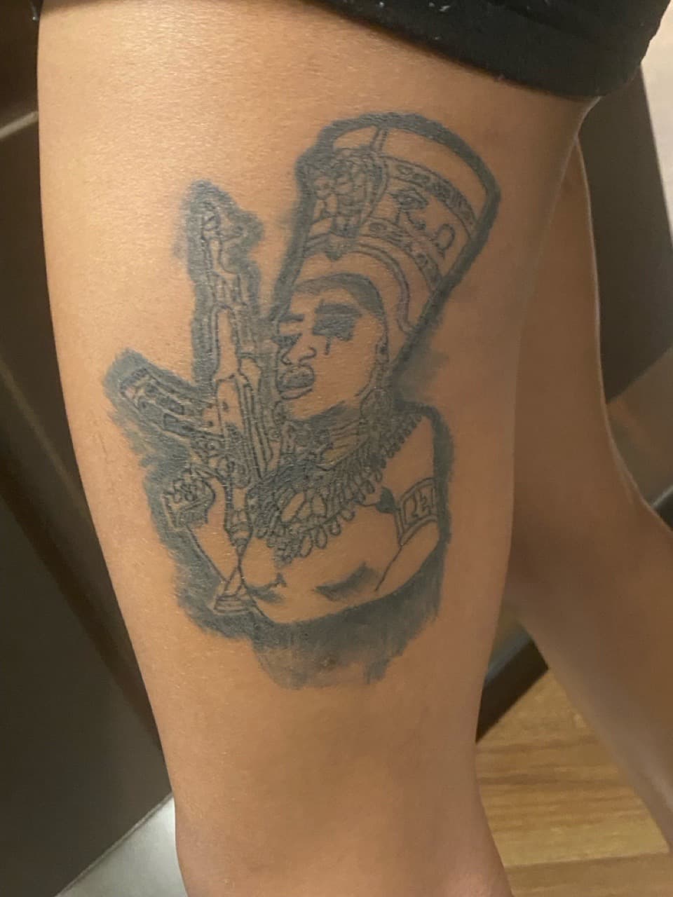 Black & Grey + Illustrative woman tattoo on Thigh by SnapInk on TattMe