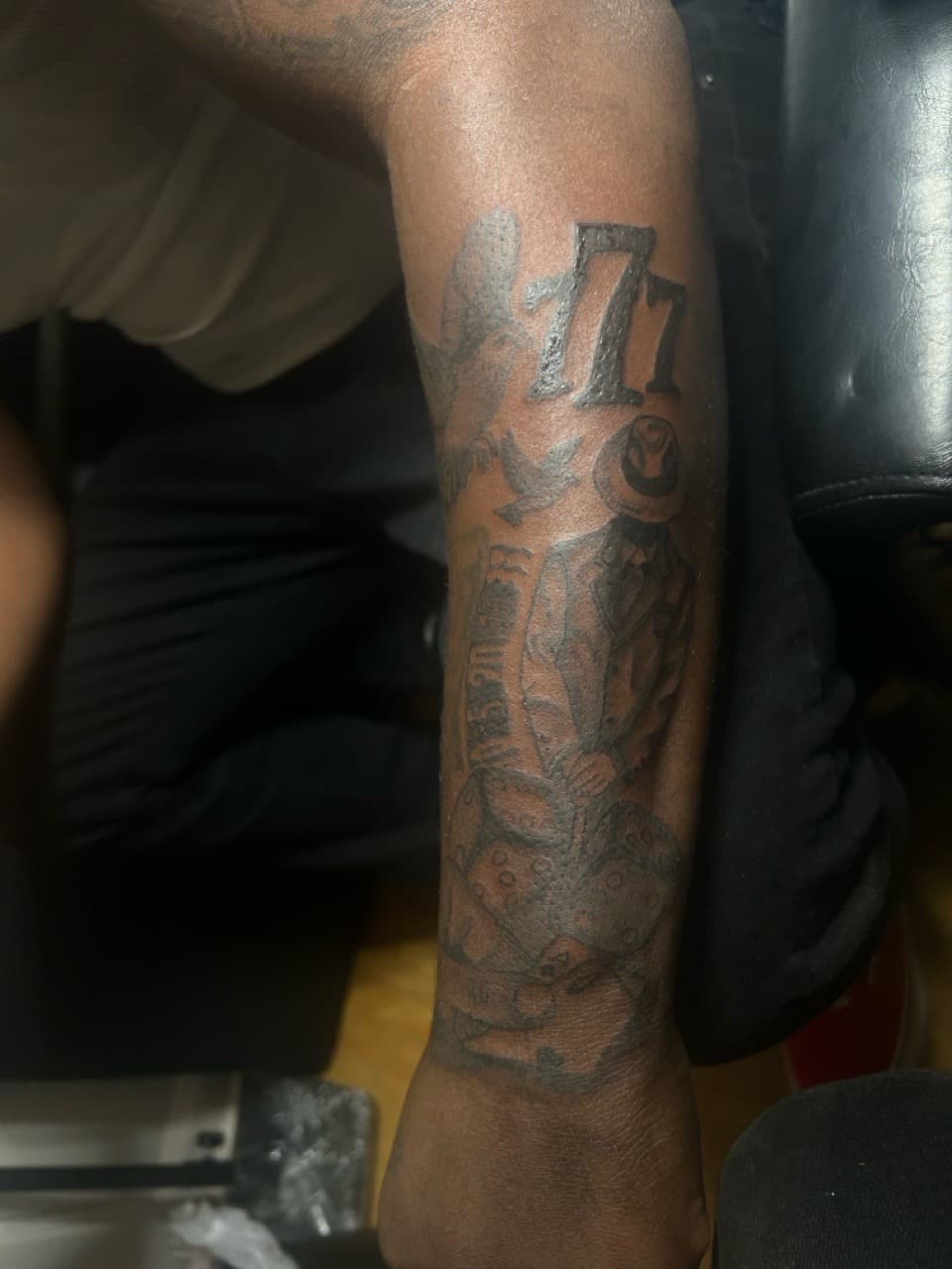 Black & Grey + Illustrative number tattoo on Forearm by SnapInk on TattMe