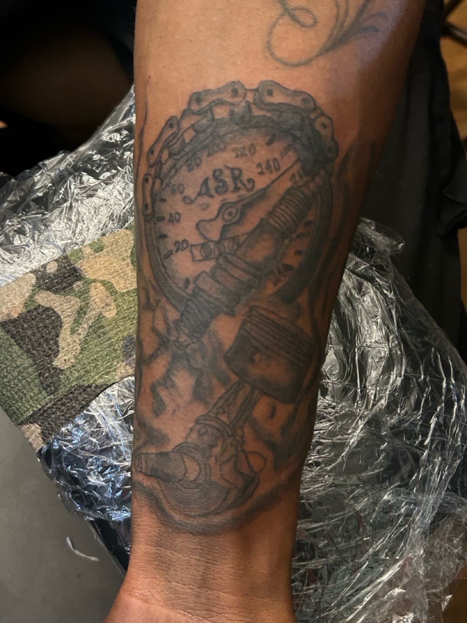 Black & Grey + Illustrative gauge tattoo on Forearm by SnapInk on TattMe