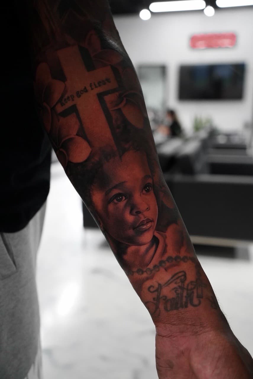 Realism + Portrait child tattoo on Forearm by Devonne_Foxworth on TattMe