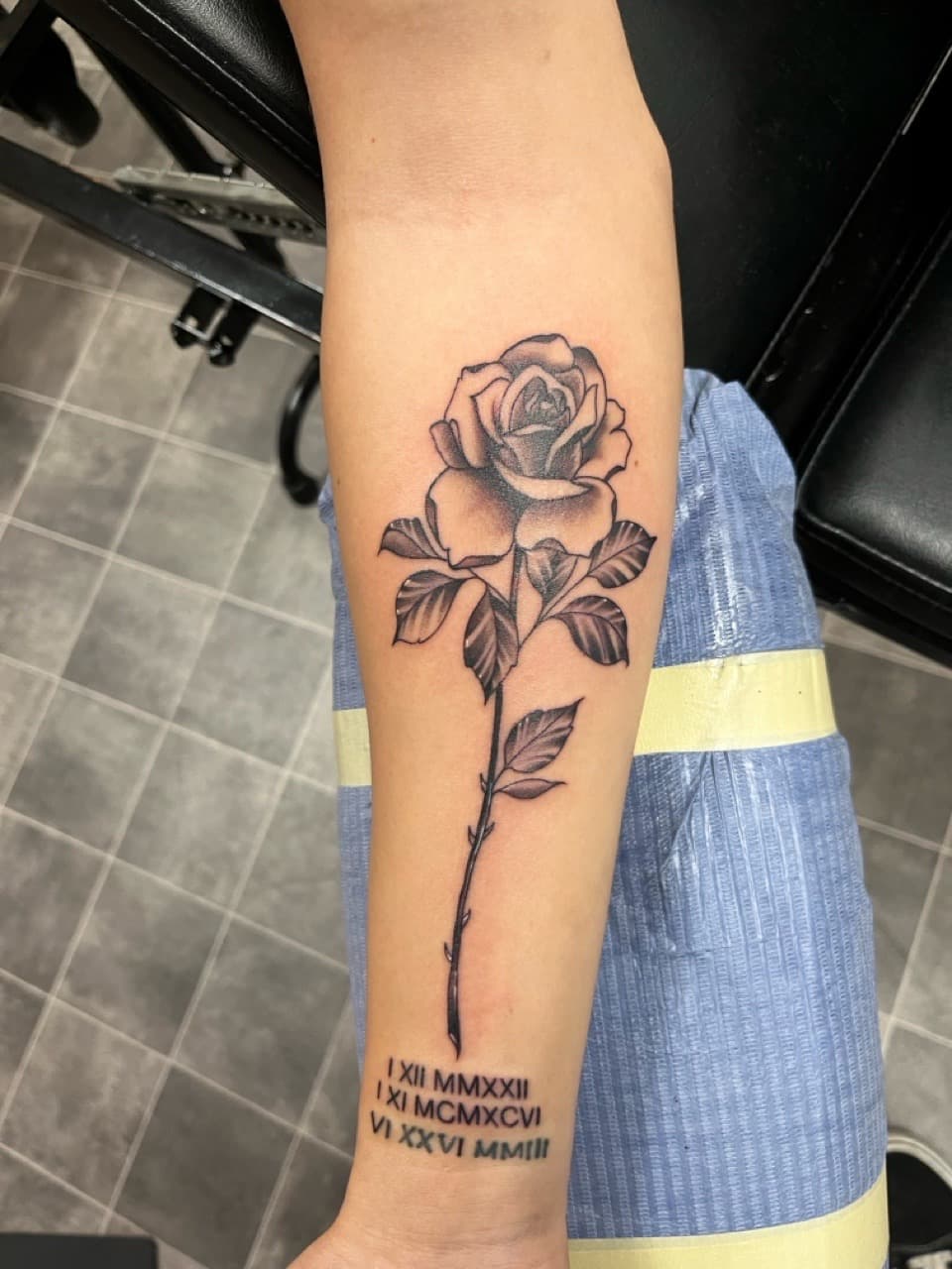 Black & Grey + Floral rose tattoo on Forearm by Kneedeep_tattoos on TattMe