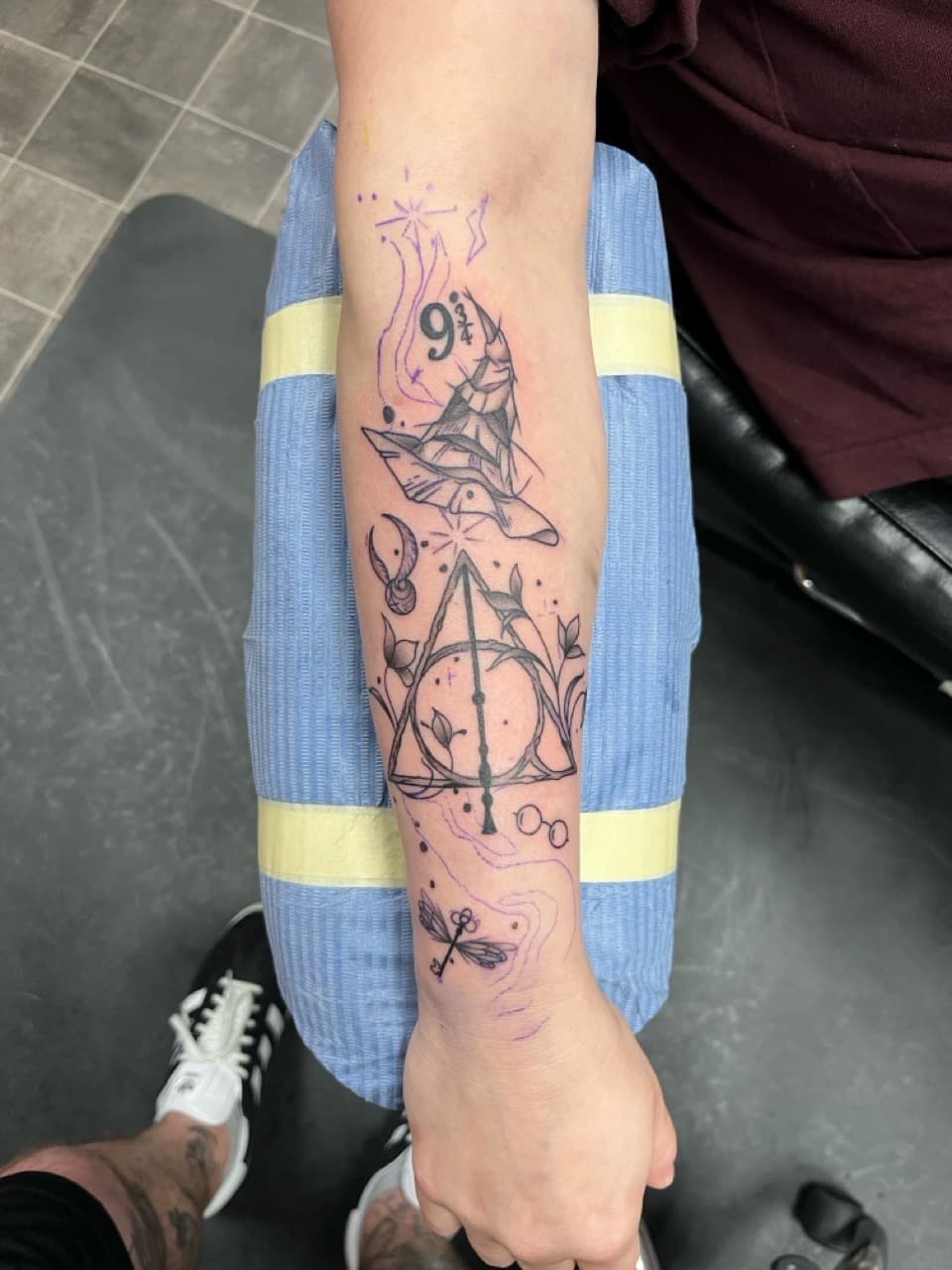 Fine Line + Black-work harry potter tattoo on Forearm by Kneedeep_tattoos on TattMe