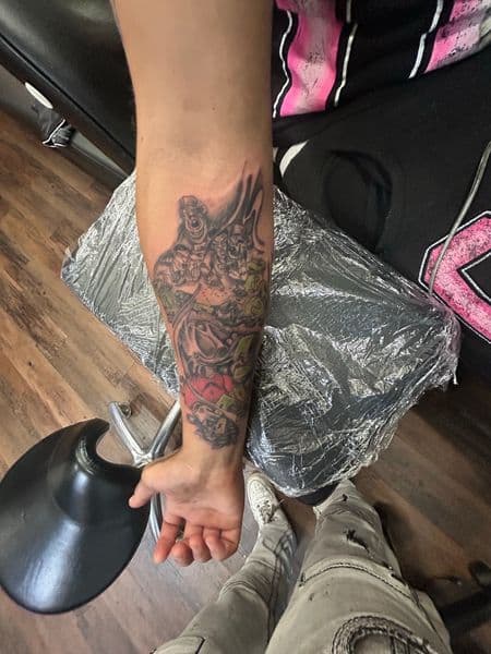 Black & Grey + Illustrative clowns tattoo on Forearm by dna_arts on TattMe