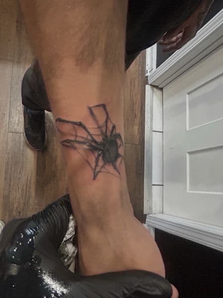 Black & Grey + Line-work spider tattoo on Wrist by dna_arts on TattMe