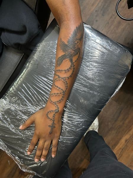 Black & Grey + Realism dove tattoo on Forearm by dna_arts on TattMe