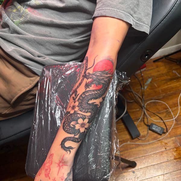 Japanese + Illustrative dragon tattoo on Forearm by RZ_ink on TattMe