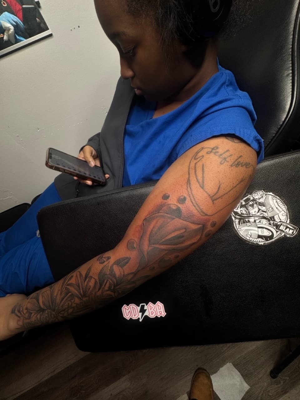 Black & Grey + Floral flowers tattoo on Full Sleeve by RZ_ink on TattMe