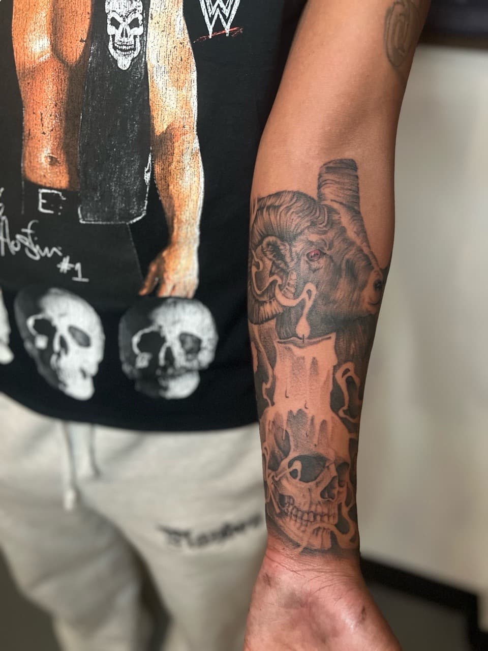 Black & Grey + Realism ram tattoo on Forearm by Smokesart on TattMe