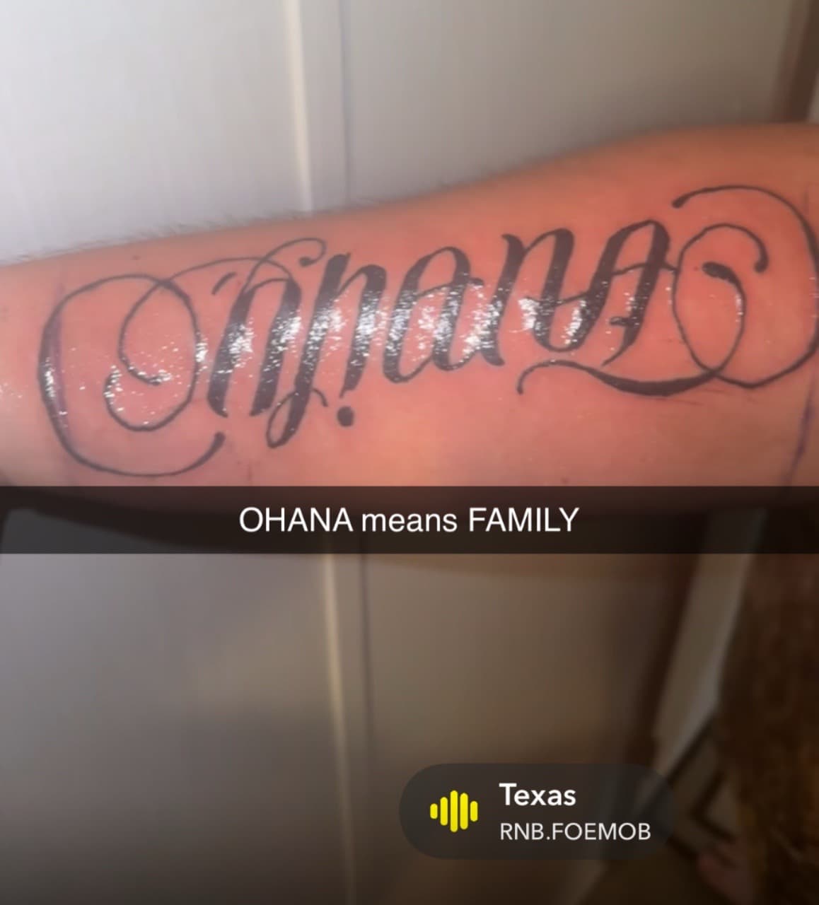 Lettering + Script ohana tattoo on Forearm by Tats_By_Z on TattMe