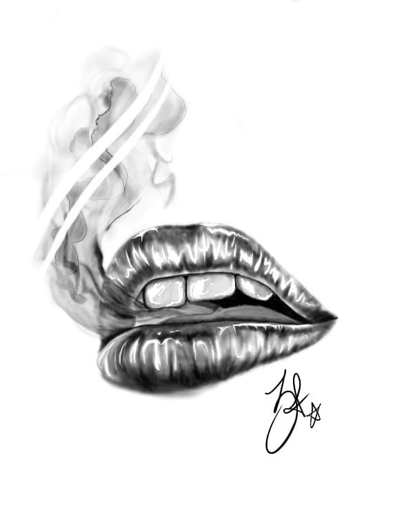 Illustrative + Black & Grey lips tattoo by Tats_By_Z on TattMe