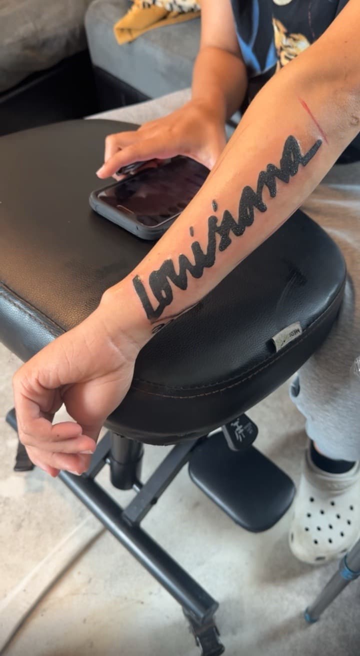 Lettering + Script louisiana tattoo on Forearm by Tats_By_Z on TattMe