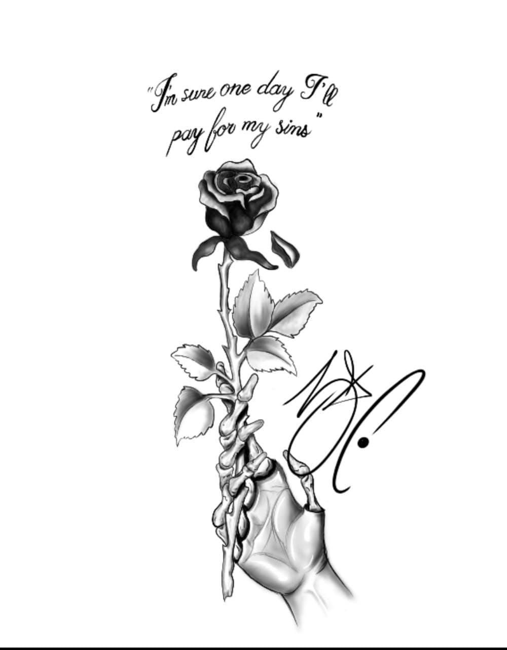 Black & Grey + Illustrative rose tattoo by Tats_By_Z on TattMe