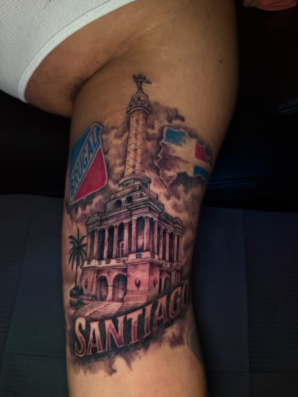 Black & Grey + Illustrative monument tattoo on Upper Arm by Arink_Tattoo on TattMe