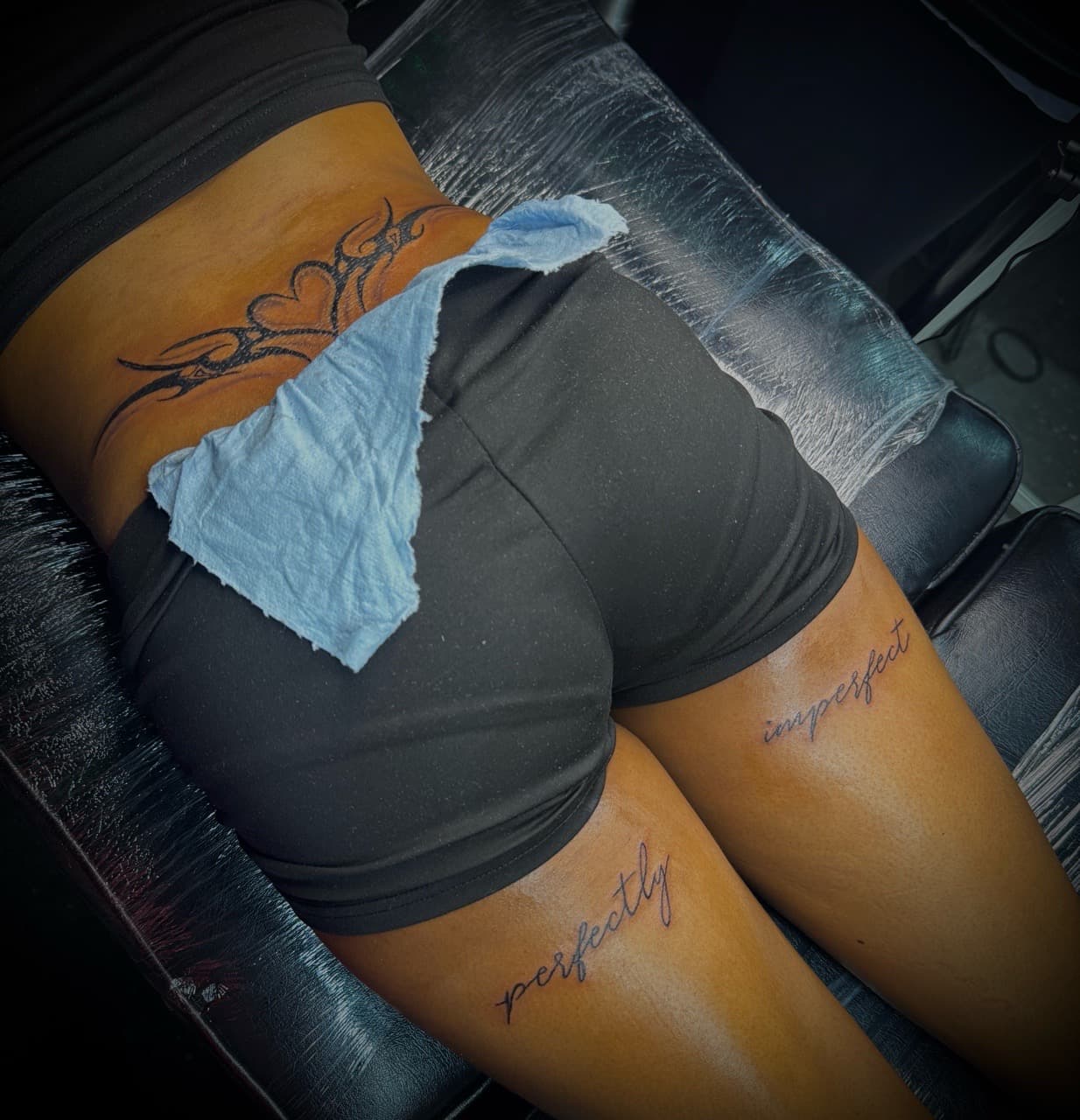 Tribal + Script tribal design tattoo on Lower Back by HoodInkedd843 on TattMe