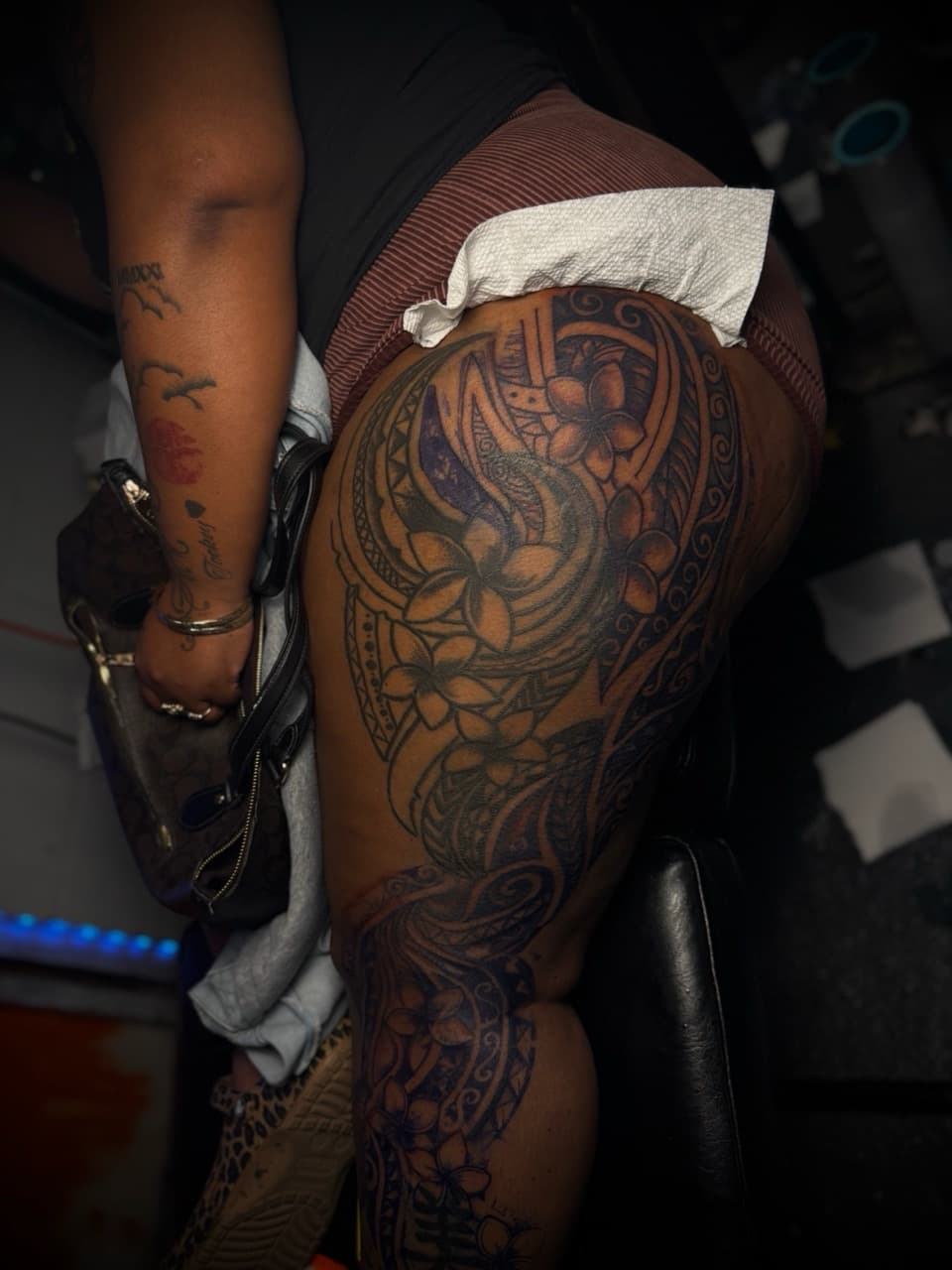 Polynesian + Floral polynesian patterns tattoo on Thigh by HoodInkedd843 on TattMe