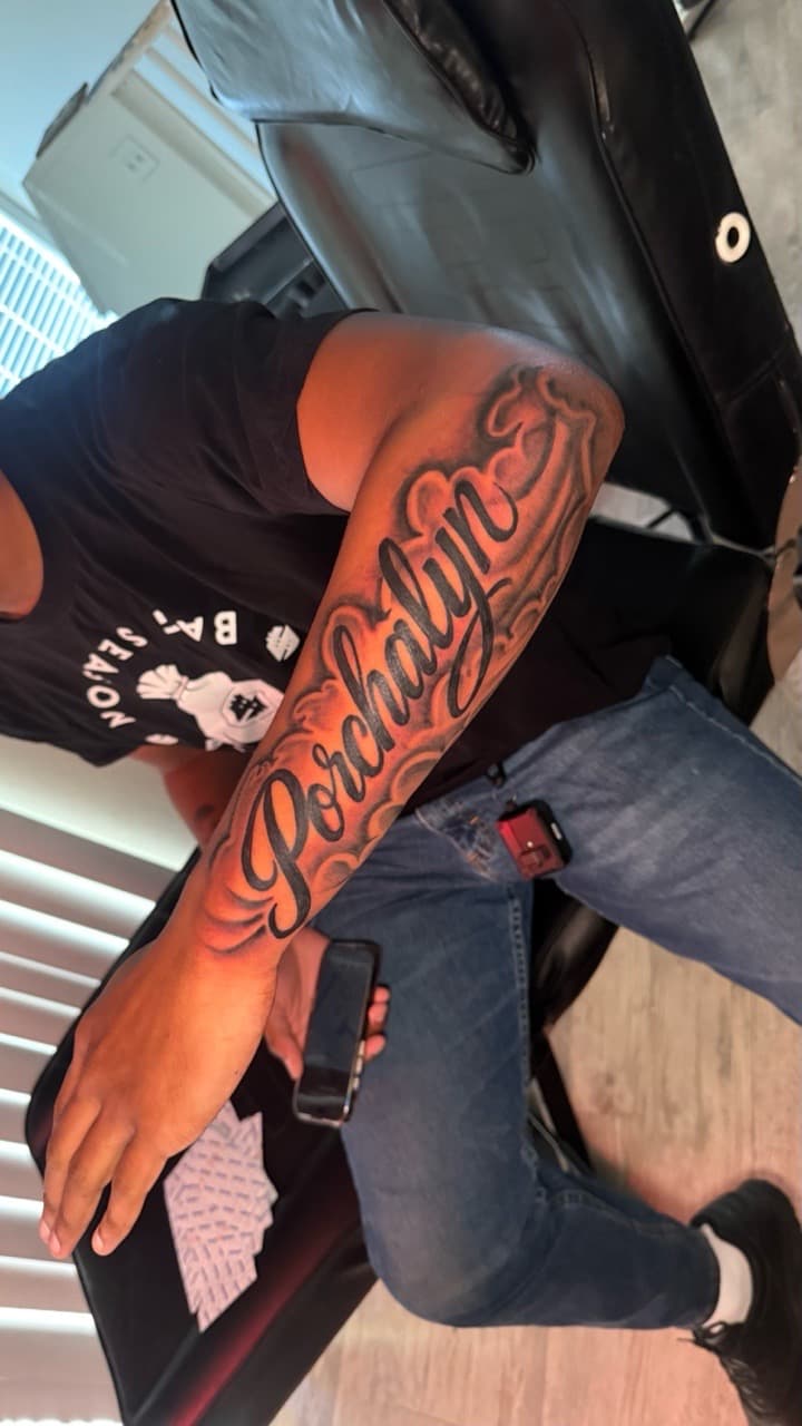 Lettering + Script name tattoo on Forearm by Tatted_By_Visions on TattMe