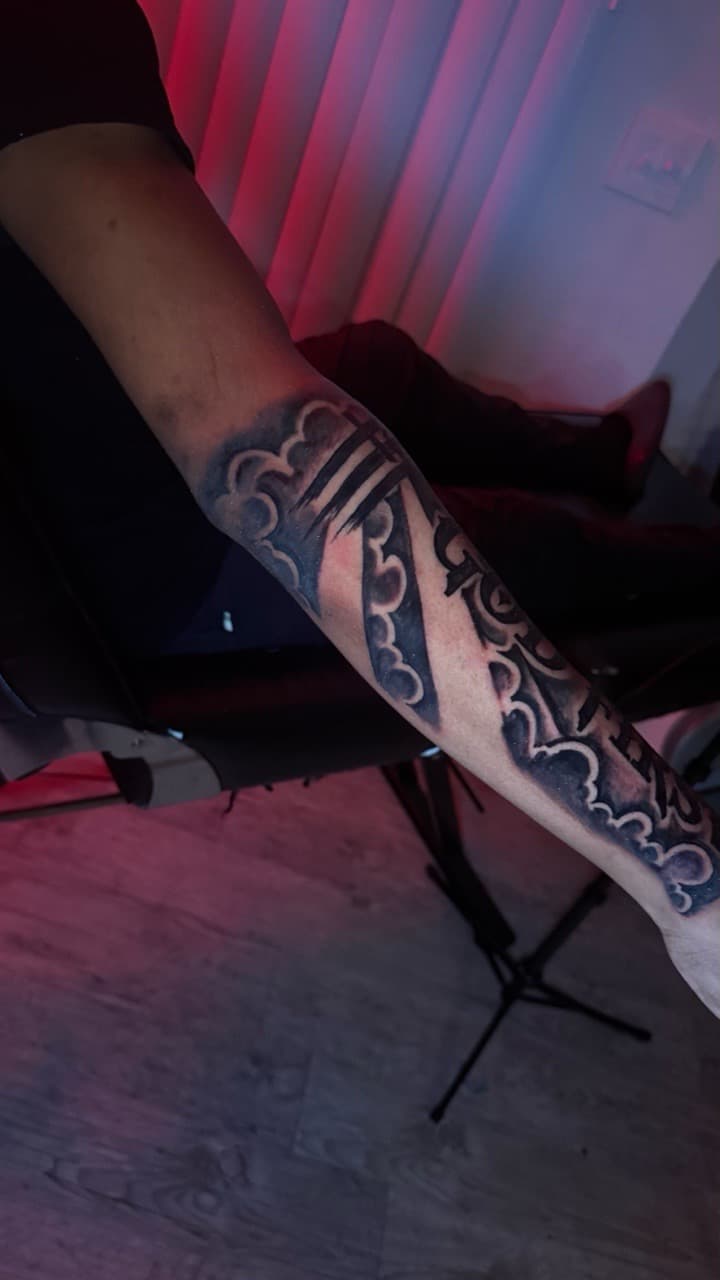 Black & Grey + Abstract clouds tattoo on Forearm by Tatted_By_Visions on TattMe