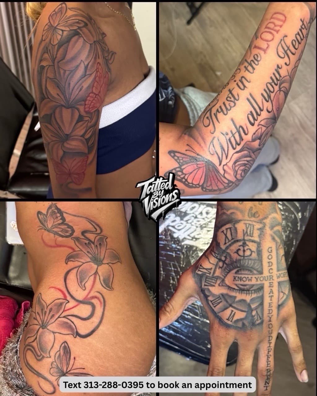 Black & Grey + Floral flowers tattoo by Tatted_By_Visions on TattMe