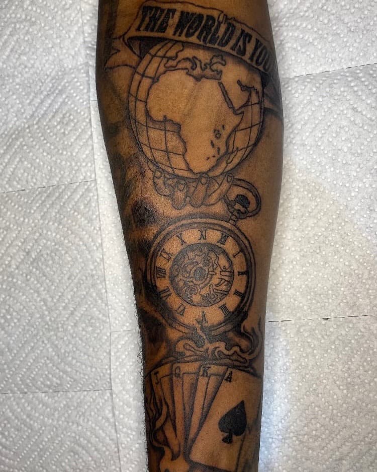Black & Grey + Illustrative globe tattoo on Forearm by TATTFRM7 on TattMe