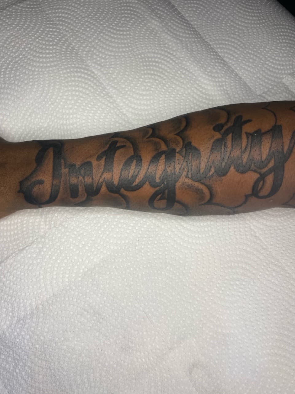 Lettering + Script integrity tattoo on Forearm by TATTFRM7 on TattMe