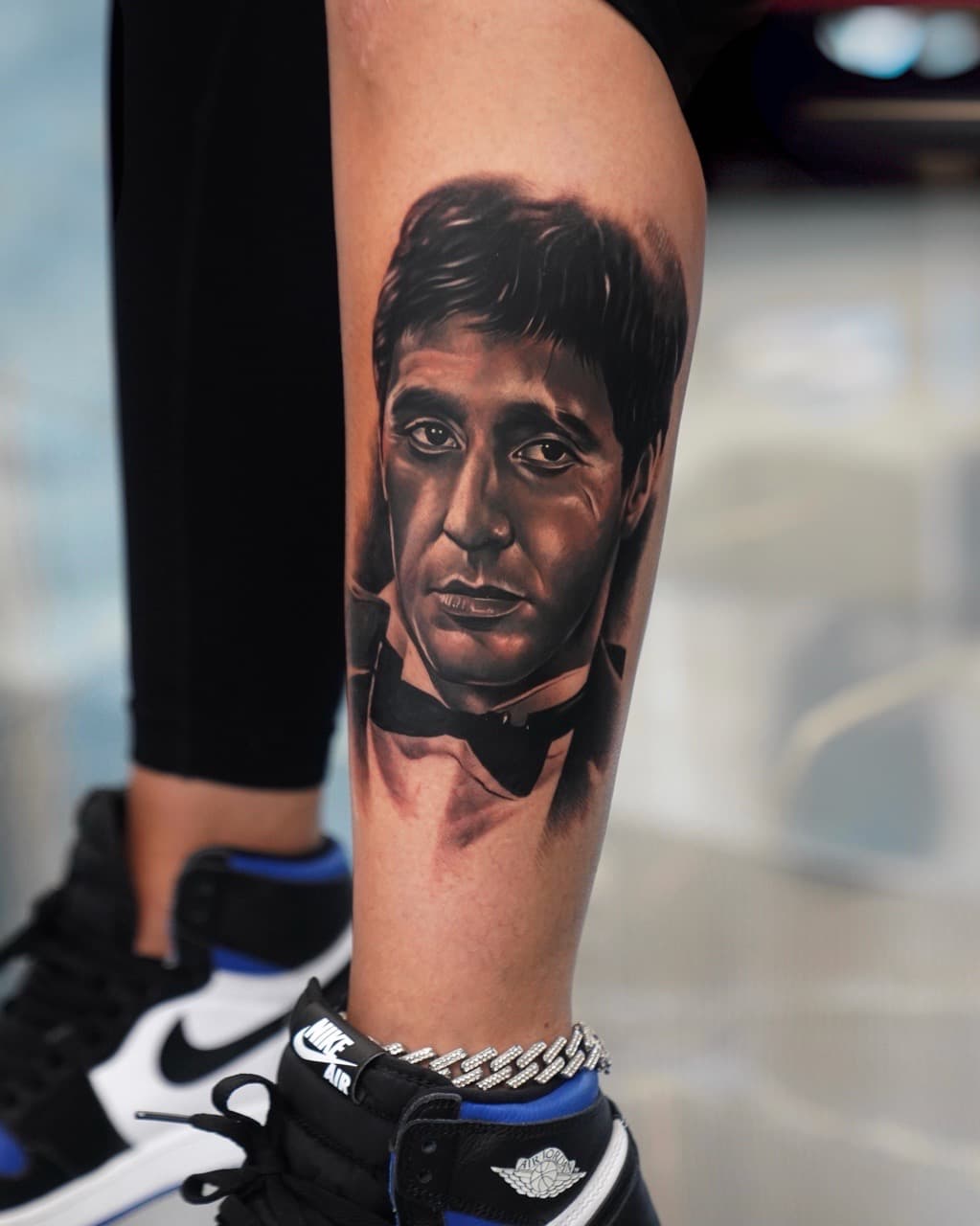 Realism + Black & Grey man tattoo on Calf by Vendler_Tattoo on TattMe