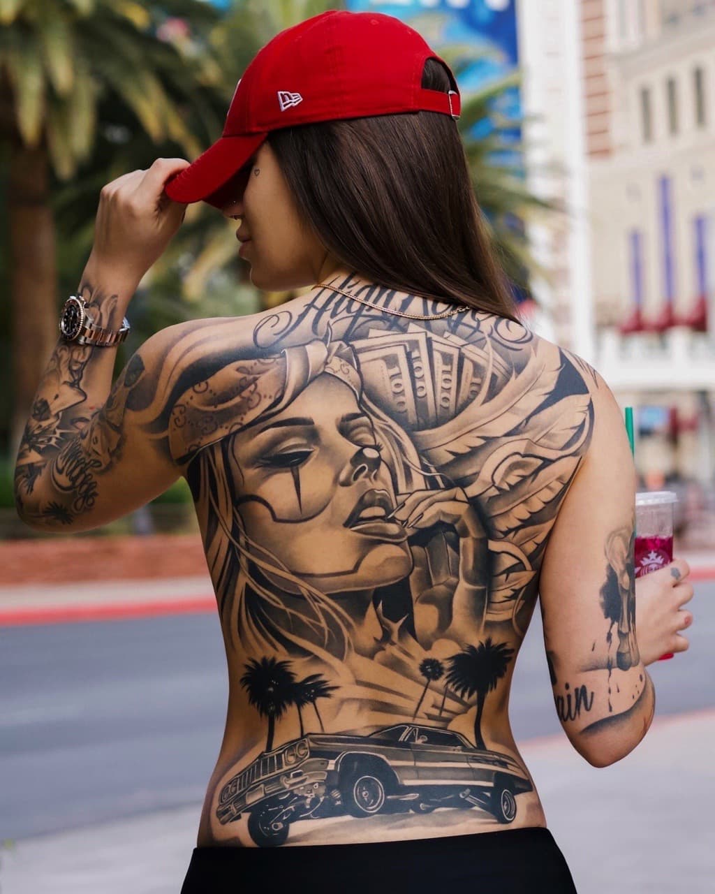 Black & Grey + Realism woman tattoo on Upper Back by Vendler_Tattoo on TattMe