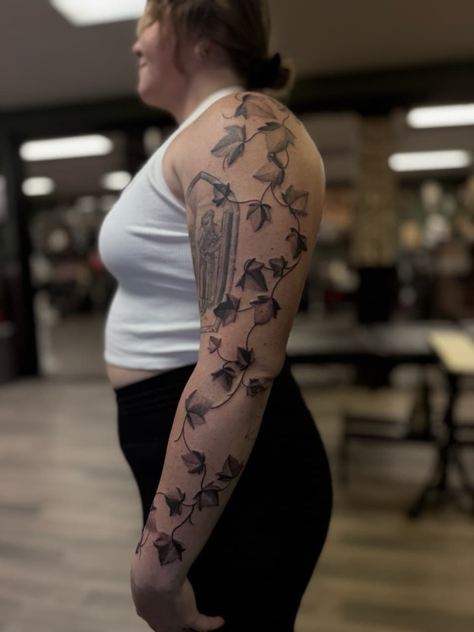 Black & Grey + Illustrative ivy tattoo on Full Sleeve by Radtattoo on TattMe