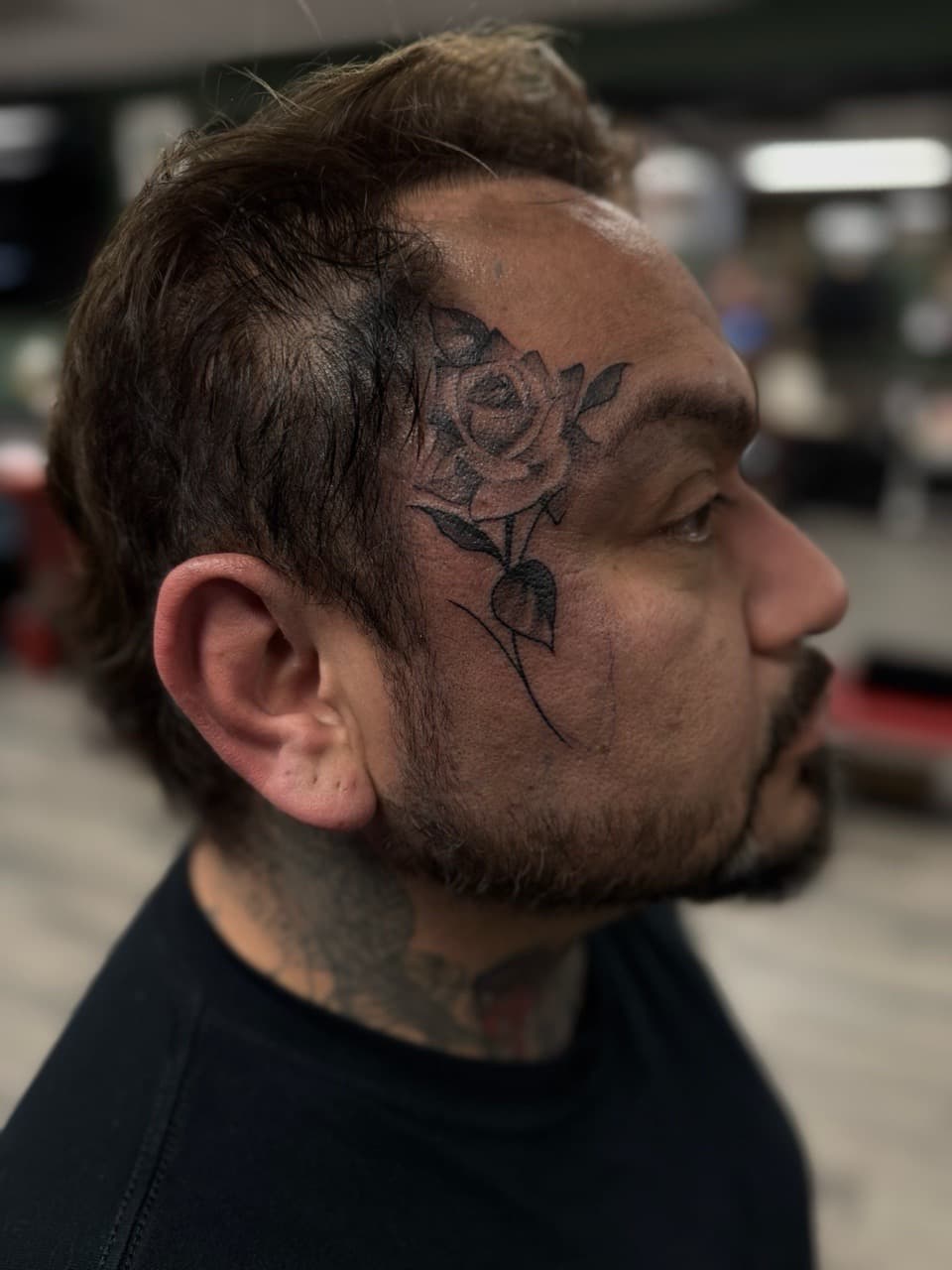 Fine Line + Black & Grey rose tattoo on Face by Radtattoo on TattMe