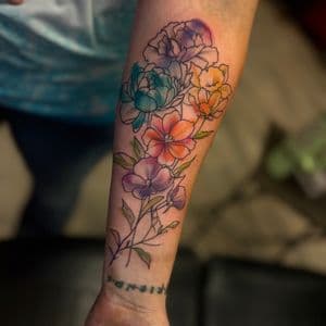 Floral + Watercolor floral tattoo on Forearm by Radtattoo on TattMe